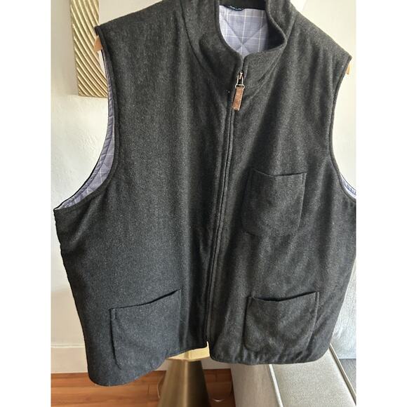 Cashmere Gray Made In Italy Zipper Vest XXL Preppy Granpa Old Money